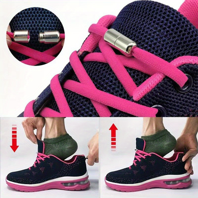 Quick-Tie Elastic Shoelaces for Sneakers - 1 Pair, 100.08cm Length, No-Tie Design with Metal Lock, Durable Nylon, Multiple Colors Available