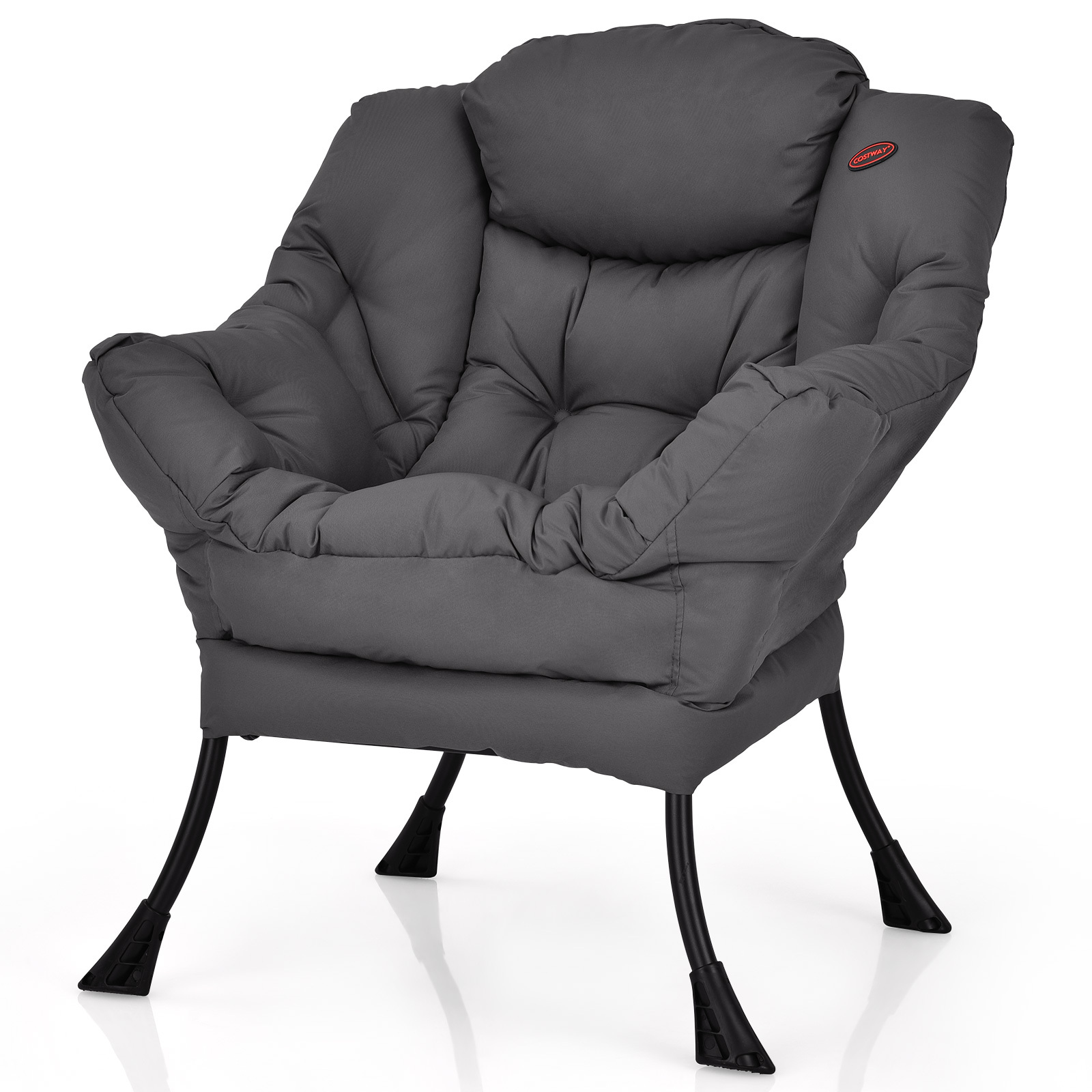 

Homasis Modern Polyester Fabric Lazy Chair Single Sofa Chair W/ Side Pocket Grey