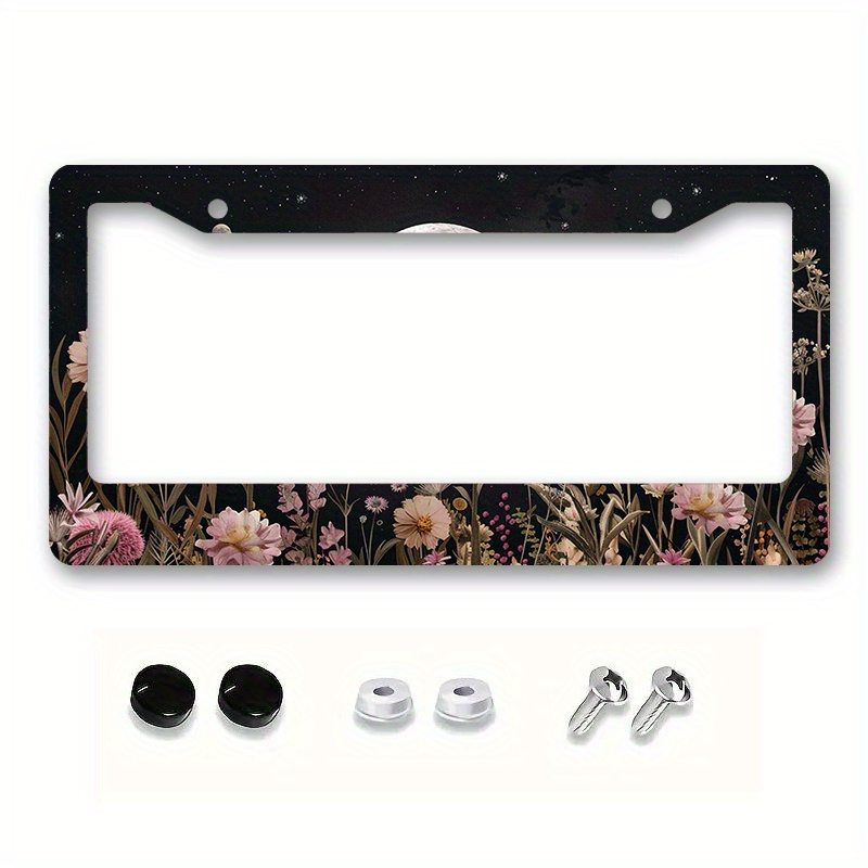 

6.3x12.2" Moon & Metal License Plate Frame - Rustproof, Weather-resistant, , Car Accessory