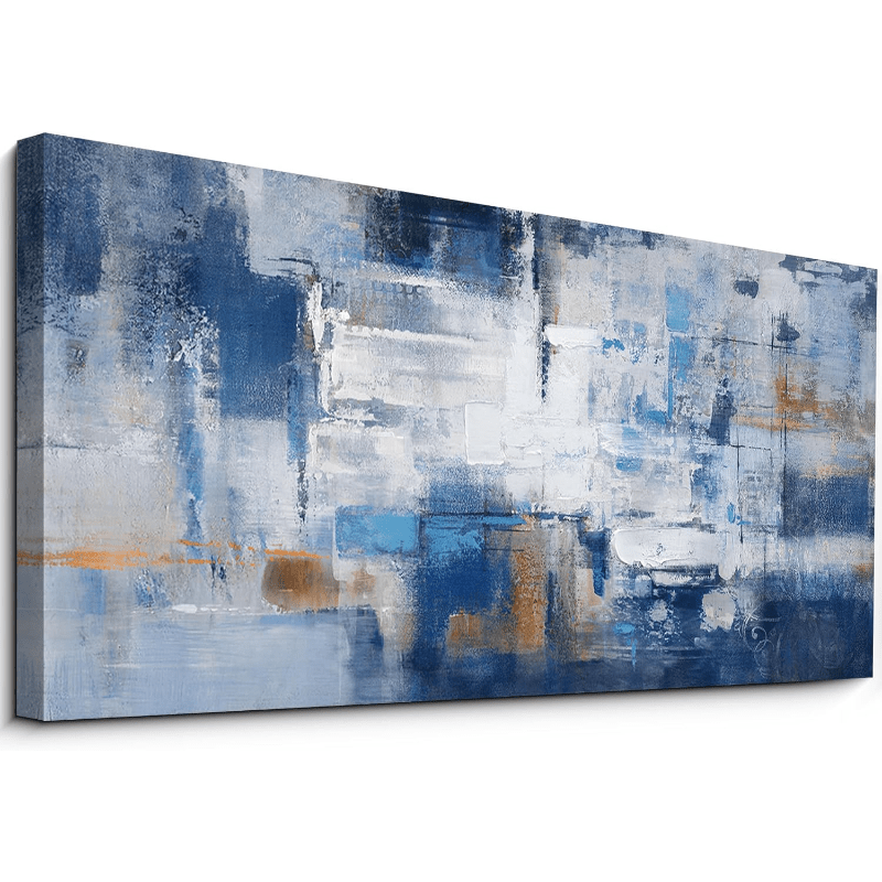 

Abstract Blue Wall Art - Framed Picture Artwork For Walls & Contemporary Wall Art Paintings Wall Art For Living Room Wooden Frame - Thickness 1.5inch