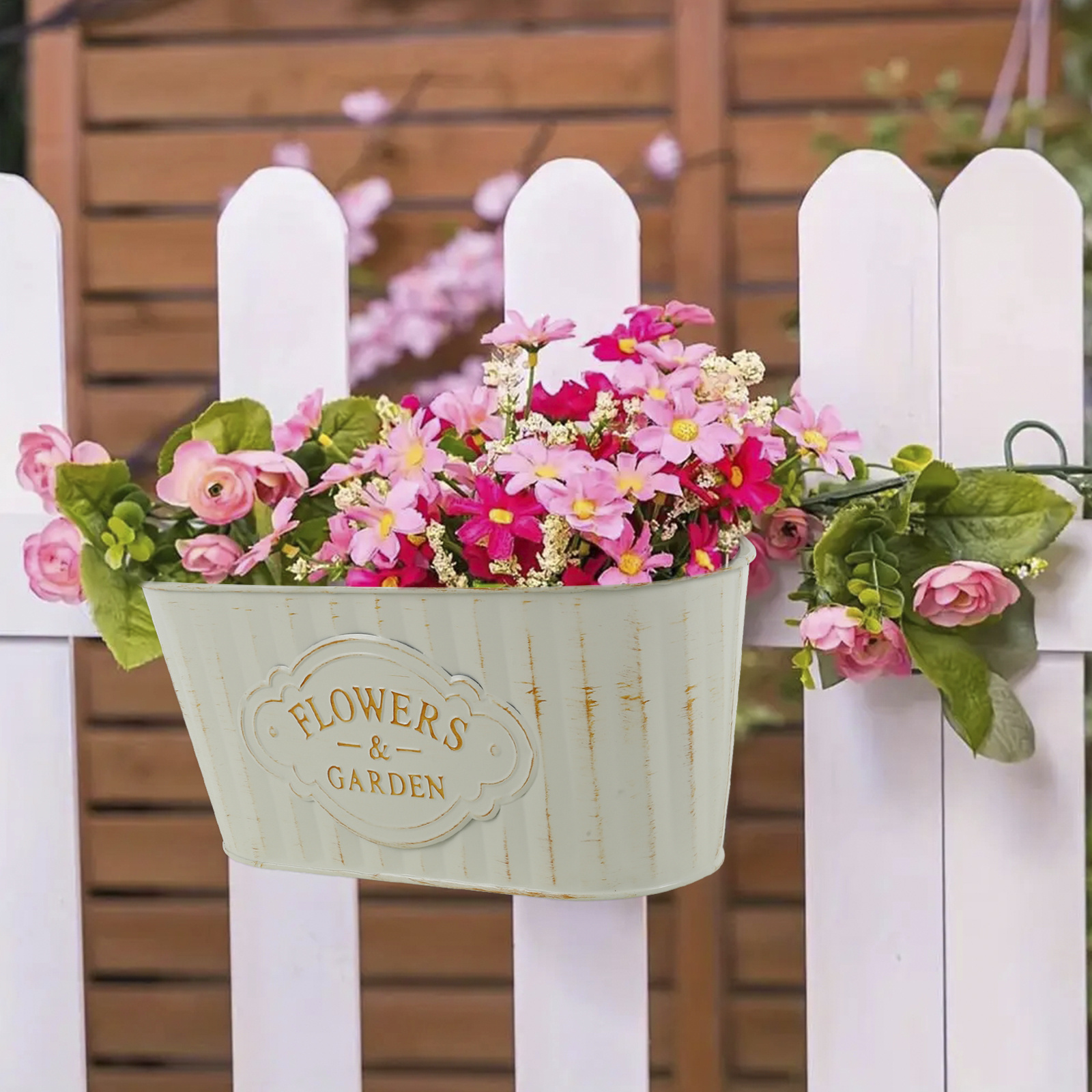 3pcs iron hanging planters oval railing planters drainage - Temu