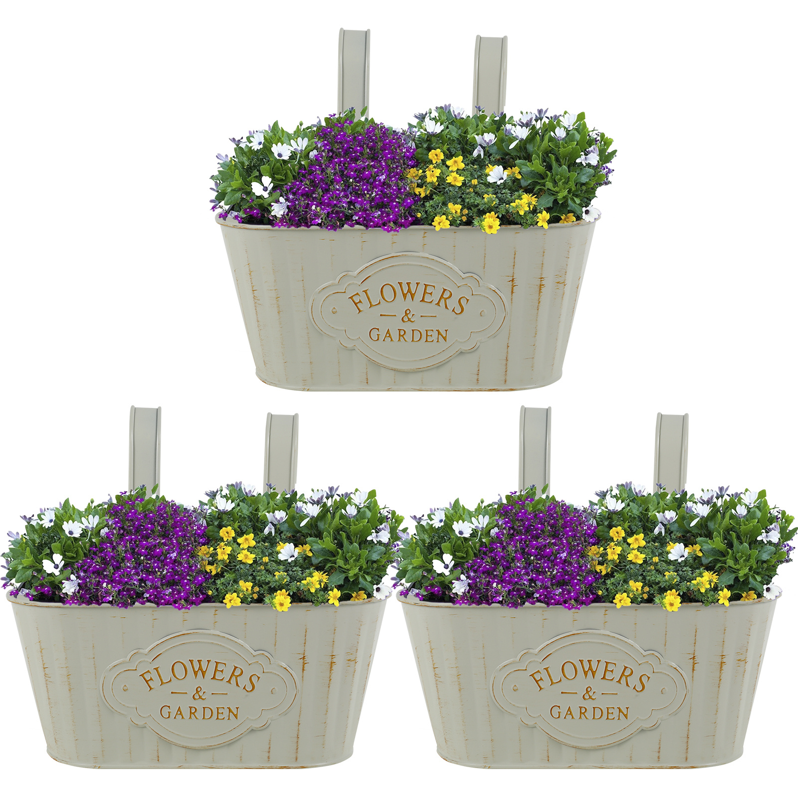 SPORGARD Metal Hanging Flower Pots For Railing Fence