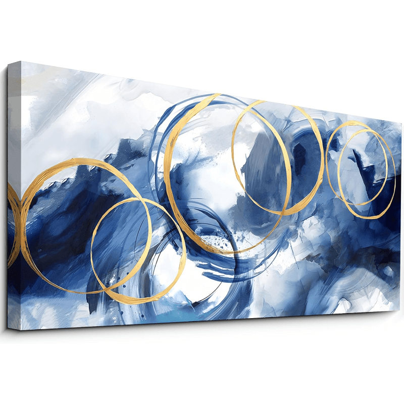 

Abstract Blue Wall Art - Framed Picture Artwork For Walls & Contemporary Wall Art Paintings Wall Art For Living Room Wooden Frame - Thickness 1.5inch