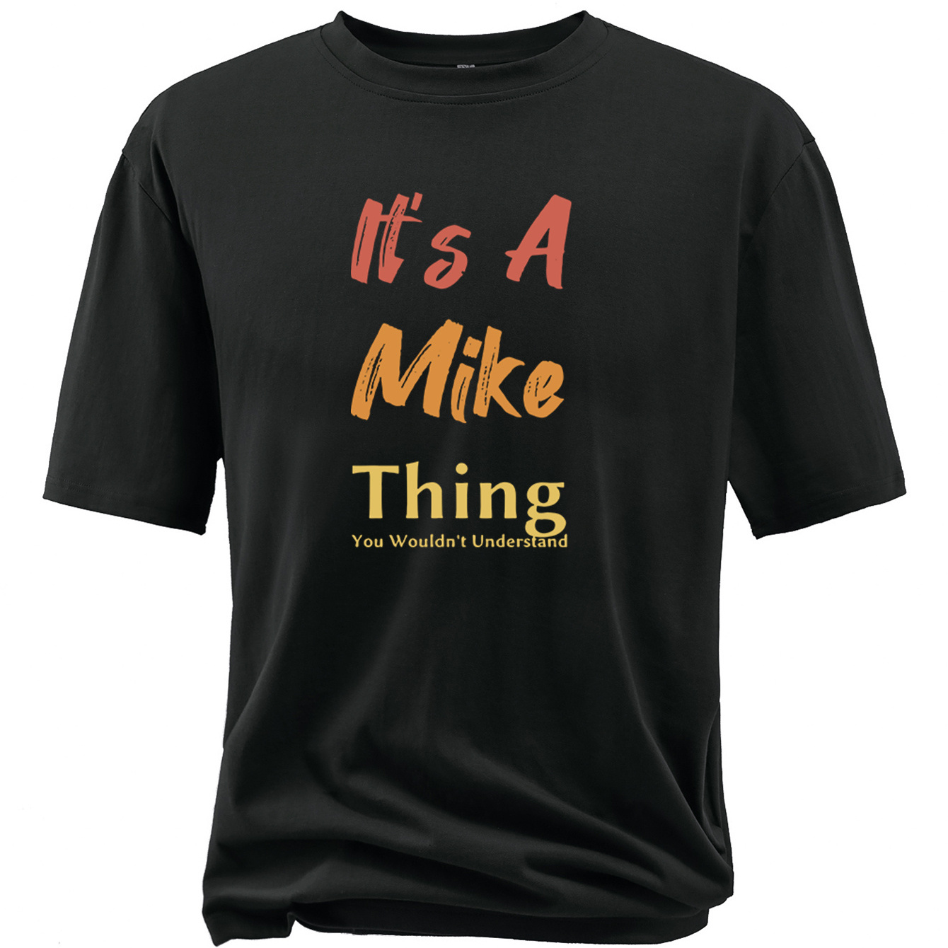 

Men's Plus Size Fancy Letter Mike Thing Print Crew Neck T-shirt, Casual Comfy Tee, Trendy Short Sleeve Top For Summer Daily Wear