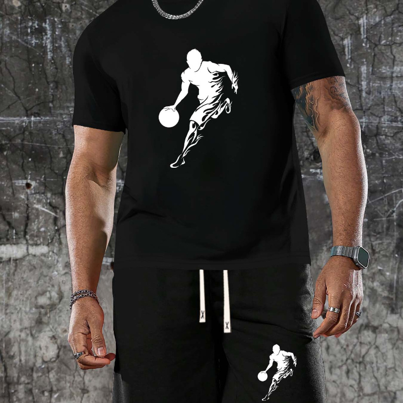 

Print Men's 2pcs Casual Comfy Set, Short Sleeve T-shirt & Shorts Outfits, Cool, And Comfortable Clothes For Summer