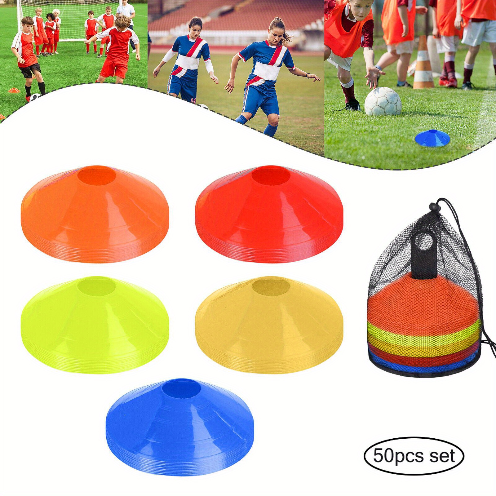 

Froadp Football Cones Set Of 50 Marker Cones, Marker Plates, Sports Marker Cones, Coordination Training Accessories For Football, Tennis, Hockey, Handball, Athletics Training