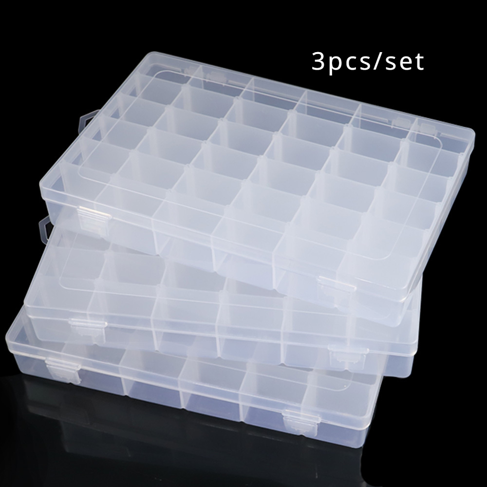 

3pcs/set 36 Grids Clear Plastic Box Tackle Box Organizer Bead Organizer Parts Organizer Box 3600 Tackle Box Compartment Container