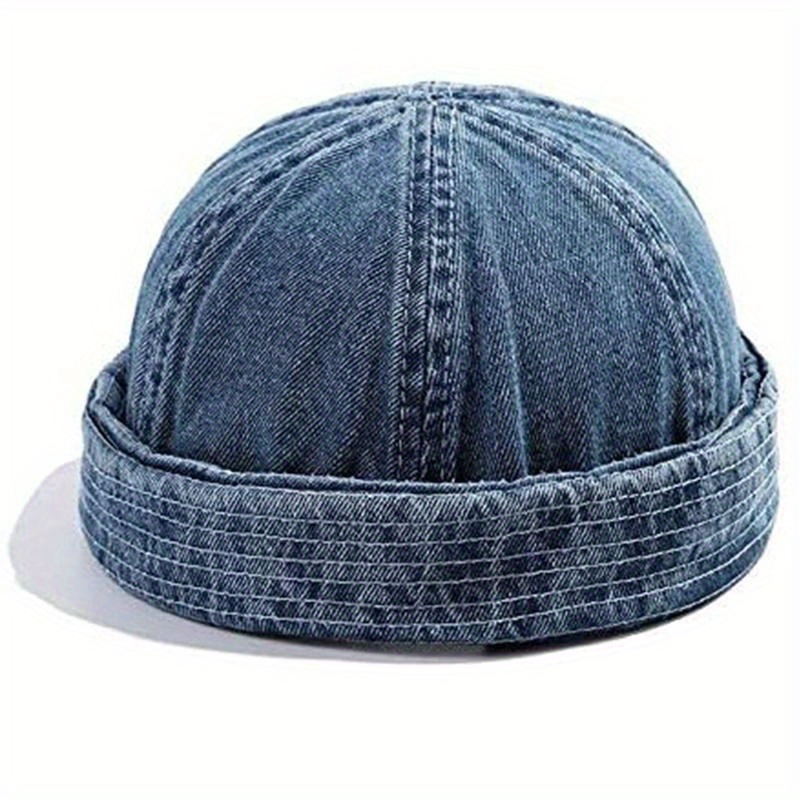 

1pc Brimless Denim Hat Men Women Retro Caps Washed Cowboy