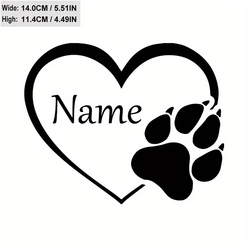 

Customizable Pet Paw Heart-shaped Car Decal - Personalized Pvc Sticker With Name Option For Dog Or Cat Owners, Ideal For Vehicles & Personal Items