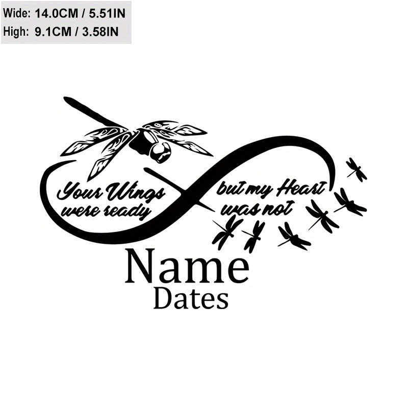 

Customizable In Loving Memory Pvc Decal With Dragonfly Design - Personalized Memorial Car Window Sticker With Name And Dates - Durable Celebration Of Life Tribute