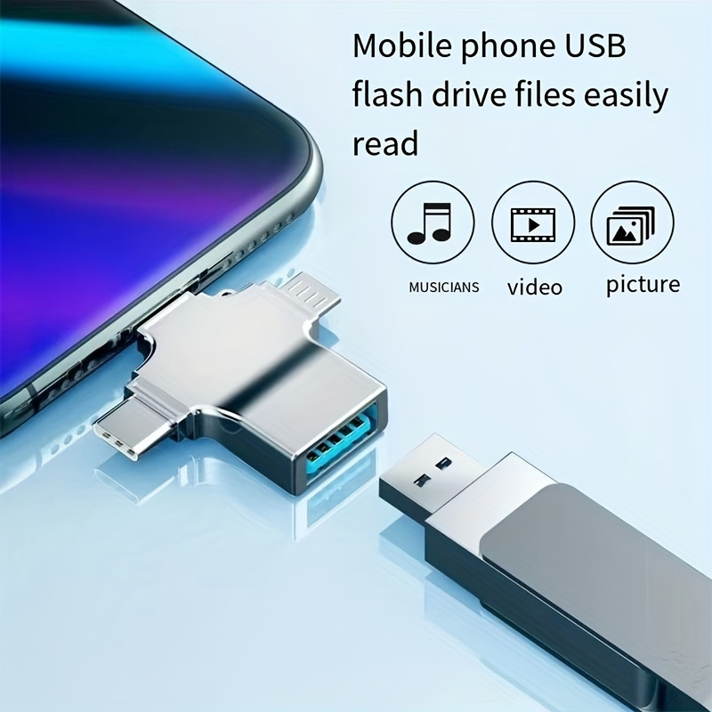 

3-in-1 Otg Usb-c Adapter For Android - High-speed Data Transfer, Phone Compatibility, Durable Abs Design Phone Storage Usb Device To Phone Adapter