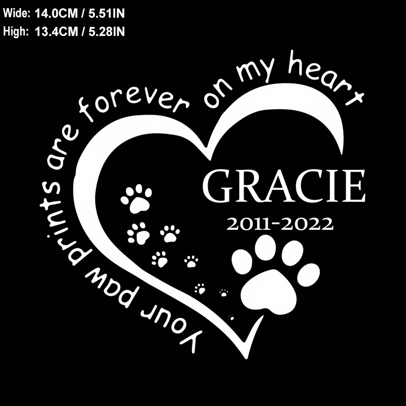 

Customizable Pet Paw Print Heart Vinyl Decal Sticker – Personalized Pvc Memorial For Dog Or Cat With Name And Year Range – Durable Adhesive For Cars, Laptops, And More – 6 Inch