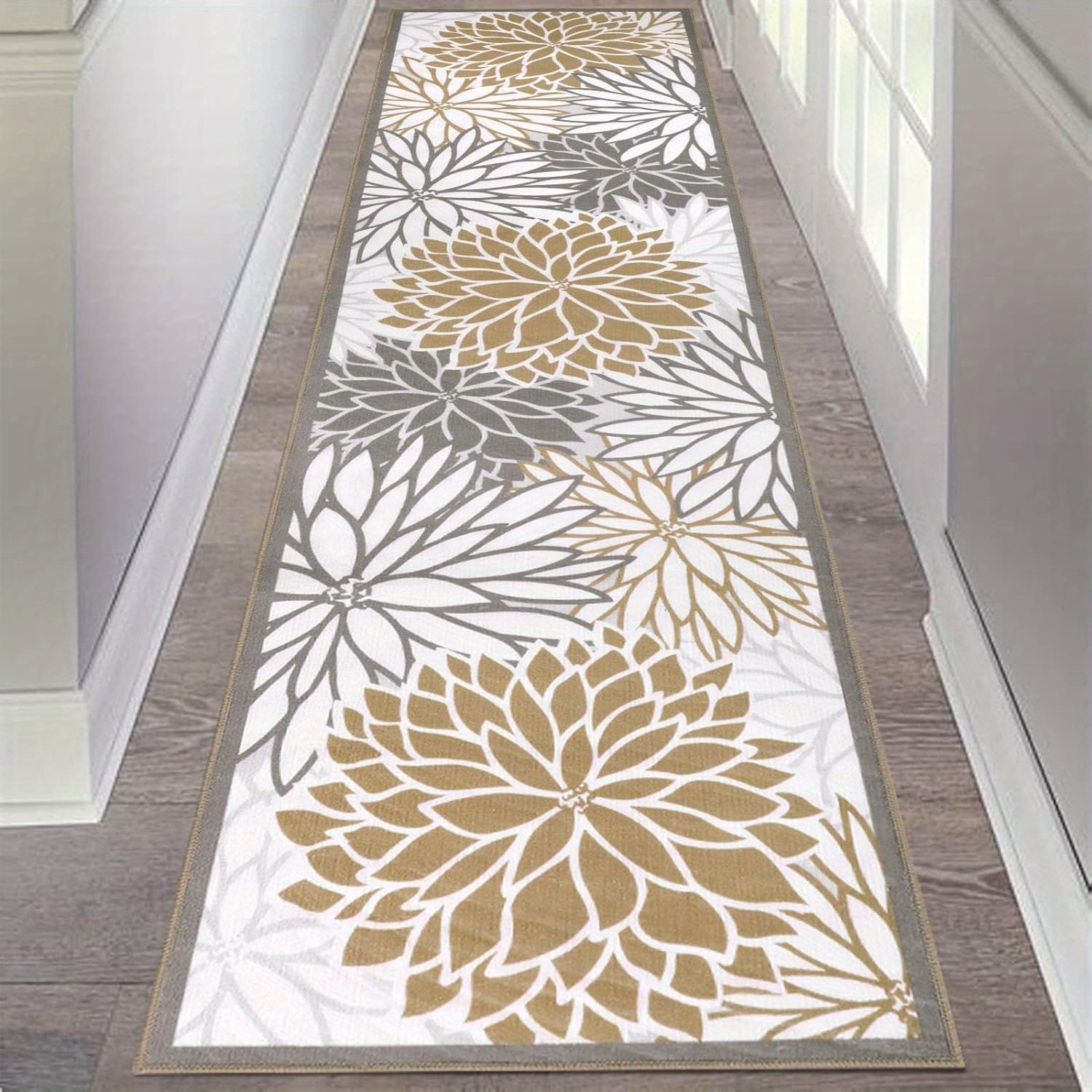 

Floral Medallion Runner Rug Non Slip Washable Hallway Runner Rug Accent Laundry Rug Runner Low Profile Floor Carpet Runners For Entryway Laundry Room Bathroom