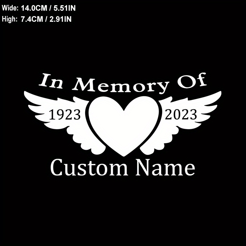 

White Custom In Loving Memory Rip Heart Vinyl Car Window Decal Sticker