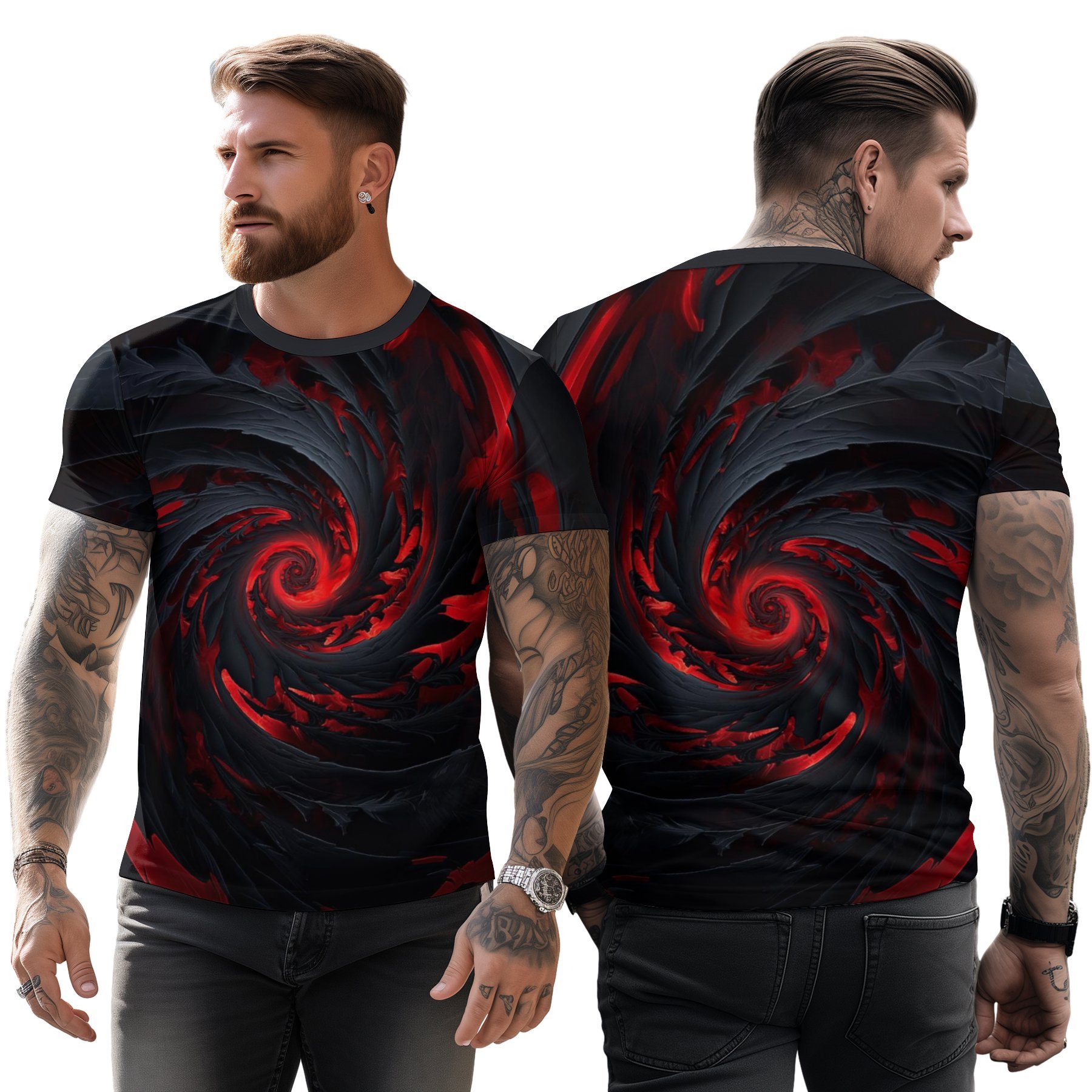 

Men's 3d Printed Novelty T-shirt - Short Sleeve, Crew Neck With Unique Black & For Casual , Beach Parties & Sports