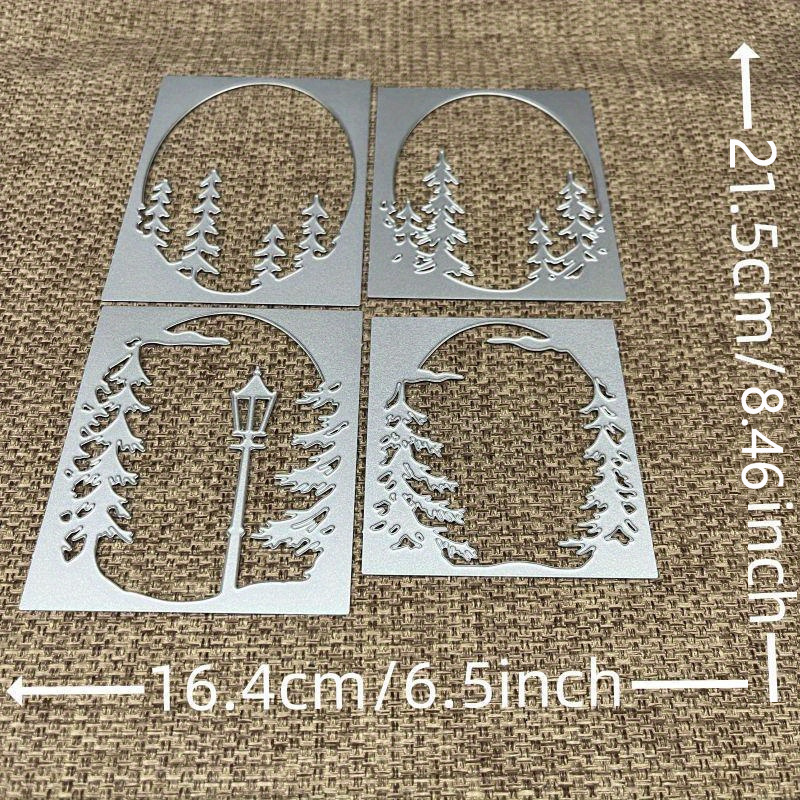 4pcs Tree Street Light Frame Metal Cutting Dies For Diy Scrapbooking Album Paper Cards Decorative Crafts Embossing Die Cuts