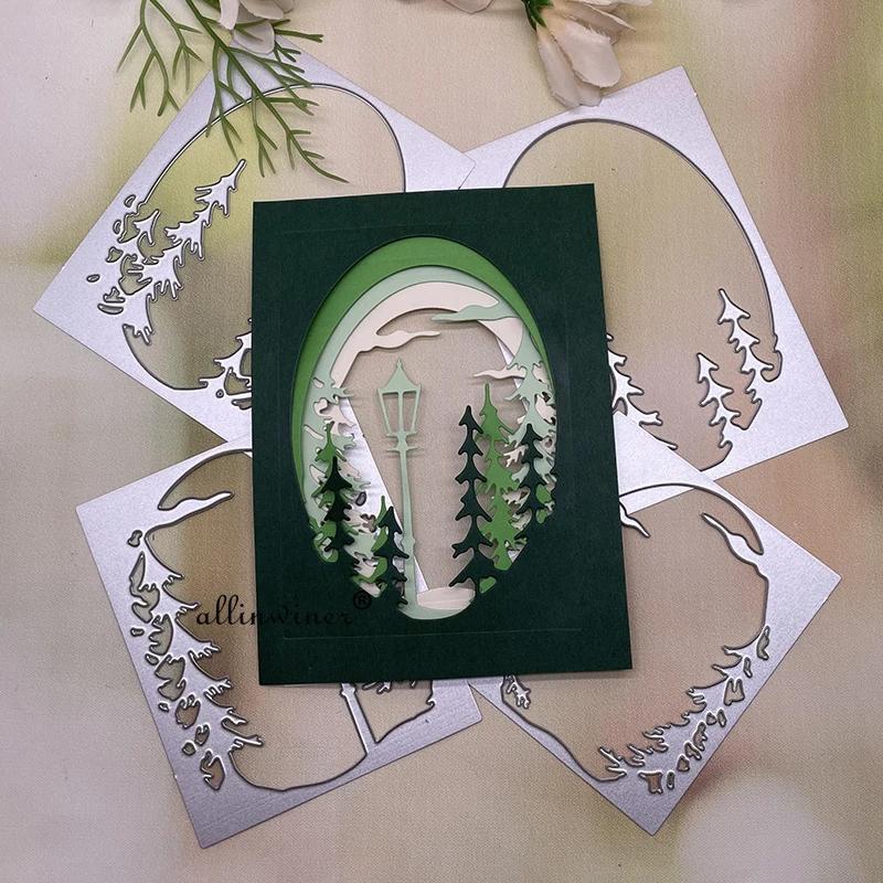 

4pcs Tree Street Light Frame Metal Cutting Dies For Diy Scrapbooking Album Paper Cards Decorative Crafts Embossing Die Cuts