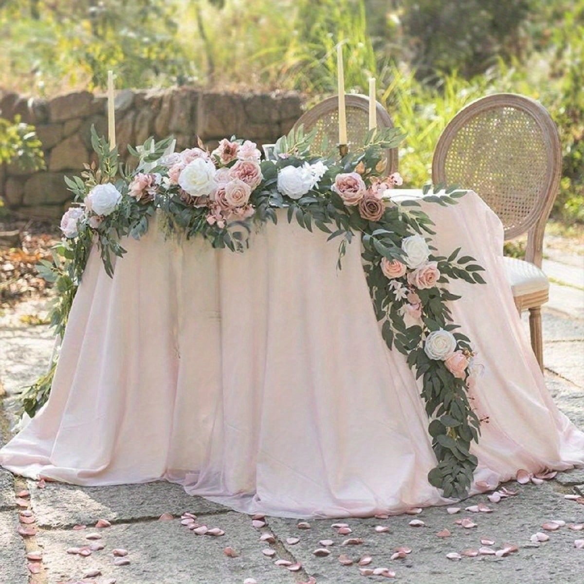 

5.8ft Eucalyptus Garland With Flowers, Garland, Handcrafted Wedding Table Centerpieces For , Arch Backdrop, Shower, Party, Wedding Decor Valentine's Day Decor, Birthday Decor Spring Decorations