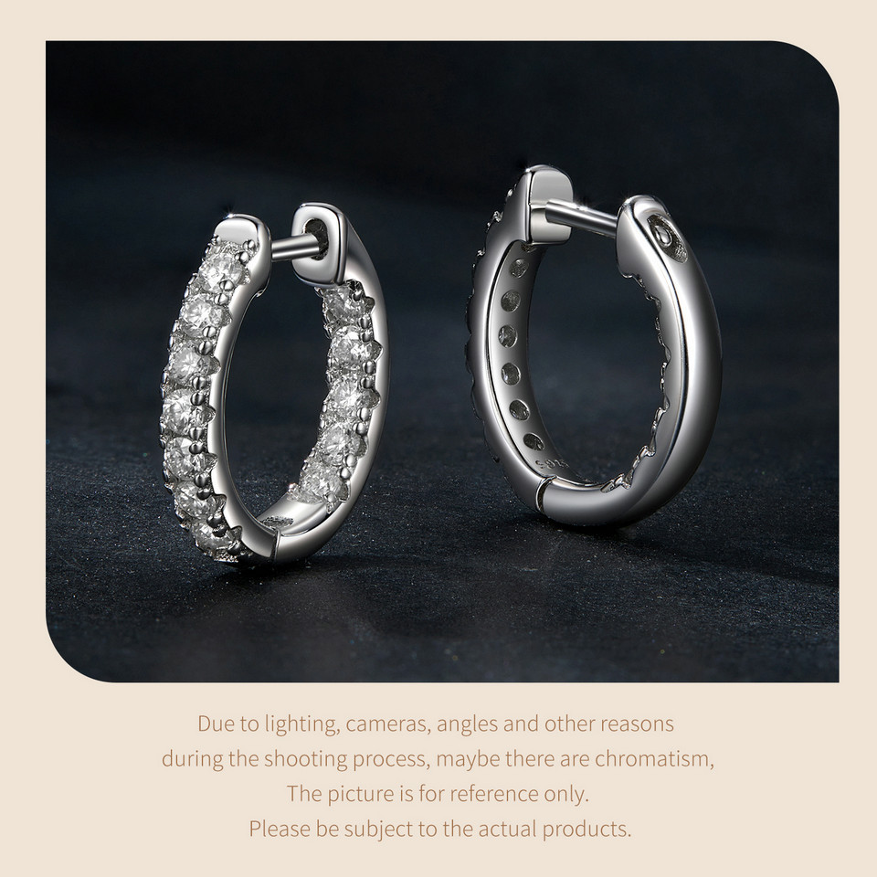 elegant 925 sterling silver hoop earrings with moissanite stones platinum plated luxury ear cuffs 2g weight   wedding banquet   ideal gift for valentines day details 6