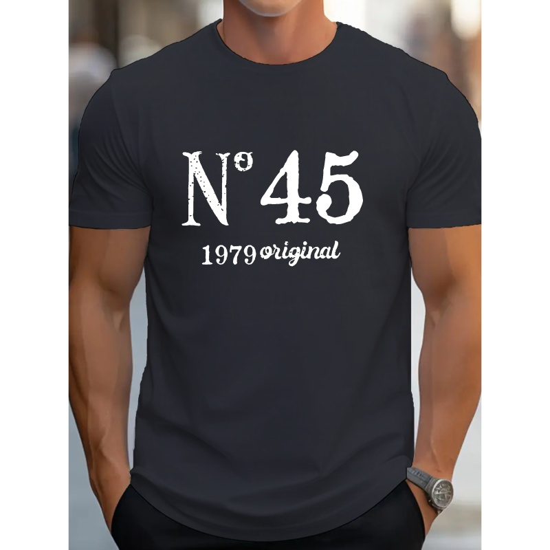 

Men's No 45 1979 Original Print T-shirt, Casual Short Sleeve Slight Stretch Crew Neck Tees For Summer