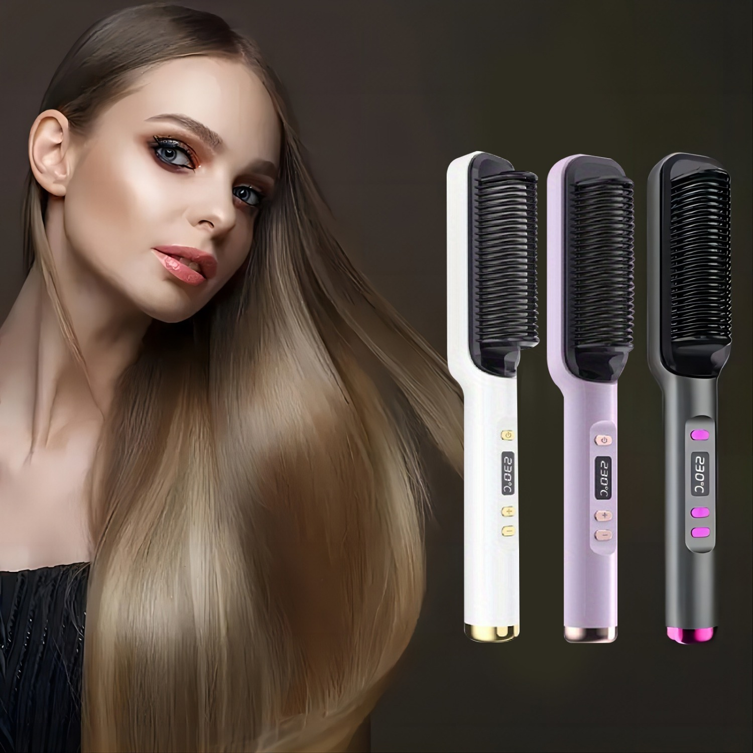 

Electric Hair Straightening Brush, Fast Heating Ionic Hair Straightening Comb, Adjustable Temperature, Fast Heating Styling Tool, Suitable For Home Salon Use