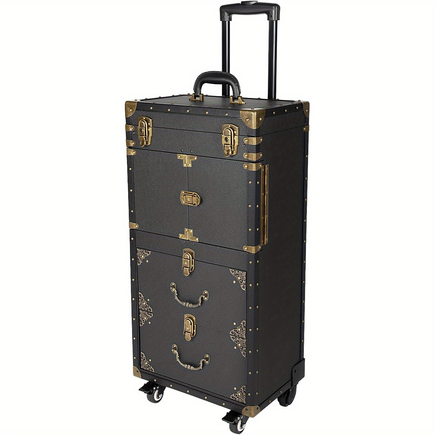 

Cosmetics Trolley Rolling Cosmetics Case Trolley With Lock Drawers Large Barber Case Drawbar Nail Design Suitcase Aluminum Alloy 39*25.5*82cm