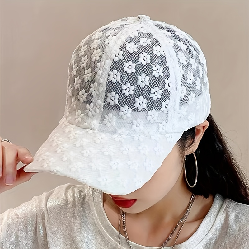 

Lace Floral Sun Hat For Outdoor Sports - Uv Protection Baseball Cap For Hiking, Running, Cycling - Casual And Fashionable Peaked Cap For Women & Men