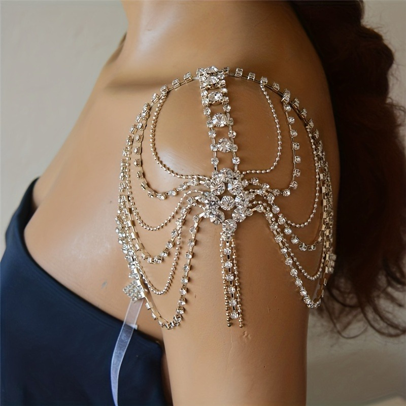 

Rhinestone Shoulder Chain Clavicle Chain Bridal Wedding Party Multilayer Body Chain Fashion Romantic Accessories