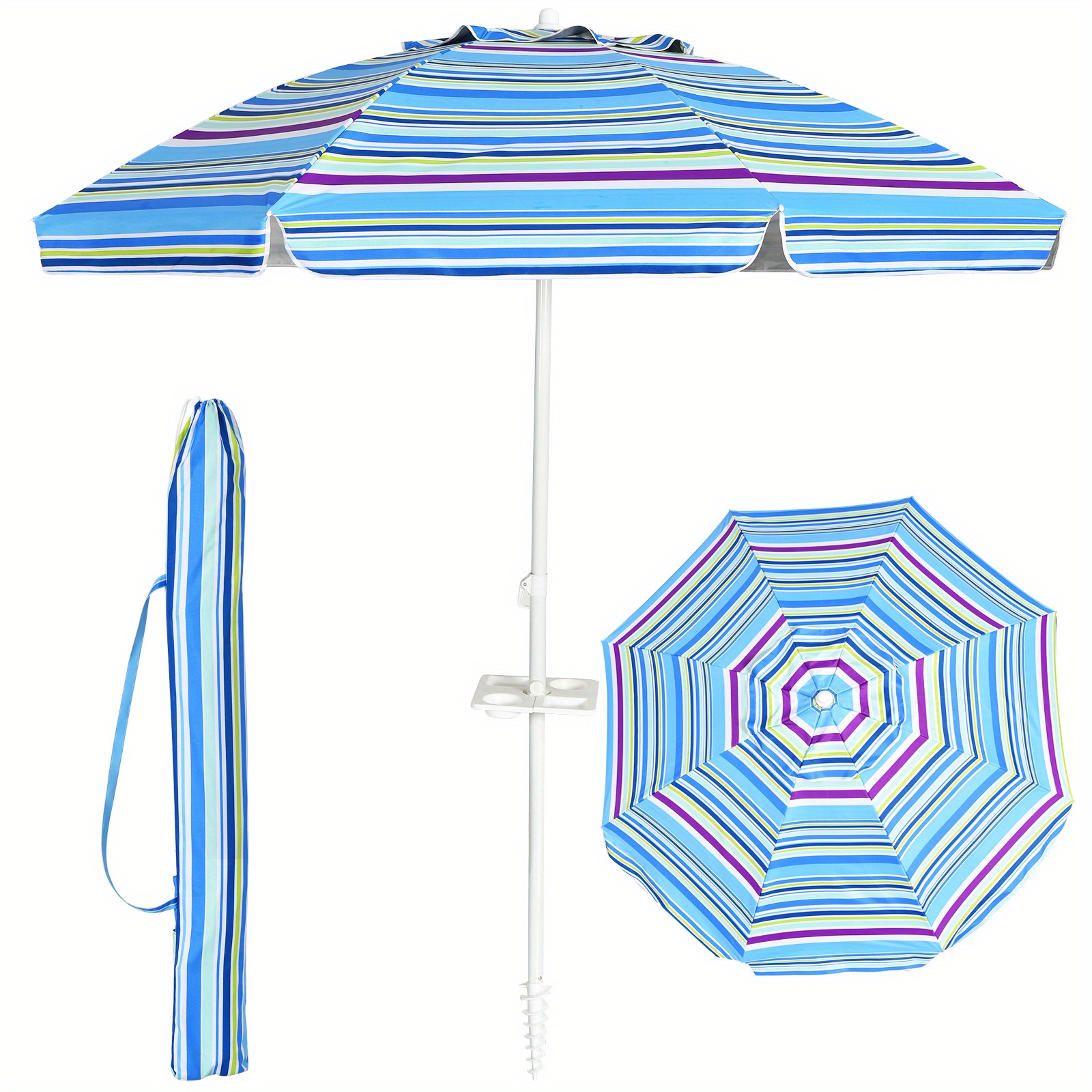 

Lifezeal 7.2 Ft Portable Beach Umbrella Tilt Sand Anchor Cup Holder W/carry Bag