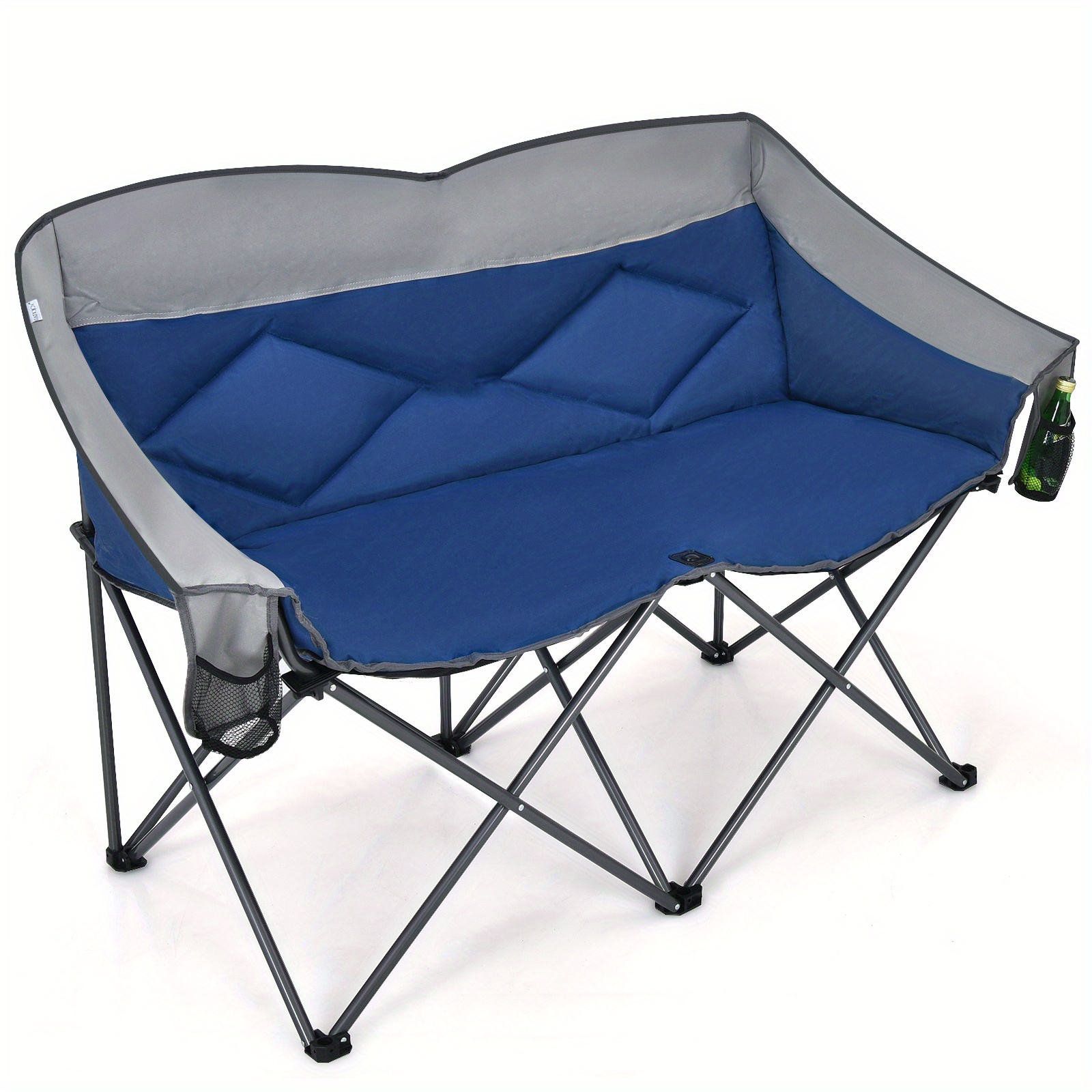 

Lifezeal Folding Camping Chair Loveseat Double Seat W/ Bags & Padded Backrest
