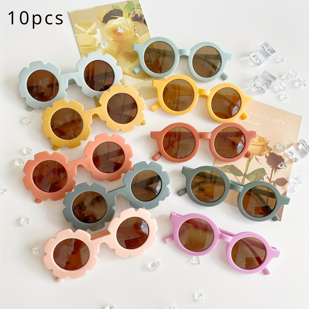 

10-piece Whimsical Round Fashion Glasses Set For Girls - Colorful Party & Photo Booth Props, Ideal Gift, Durable Plastic Frames