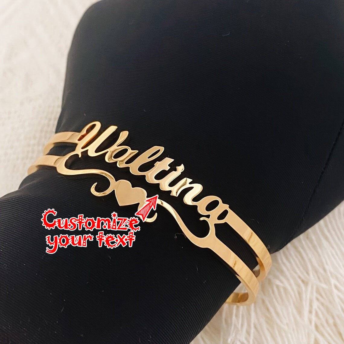 

[custom] 1pc Stainless Steel Customized English Letter Open Cuff Bangle Bracelet, Personality Romantic Adjustable Hand Bangle, Unique Gift (custom Spare Notes Only In English)