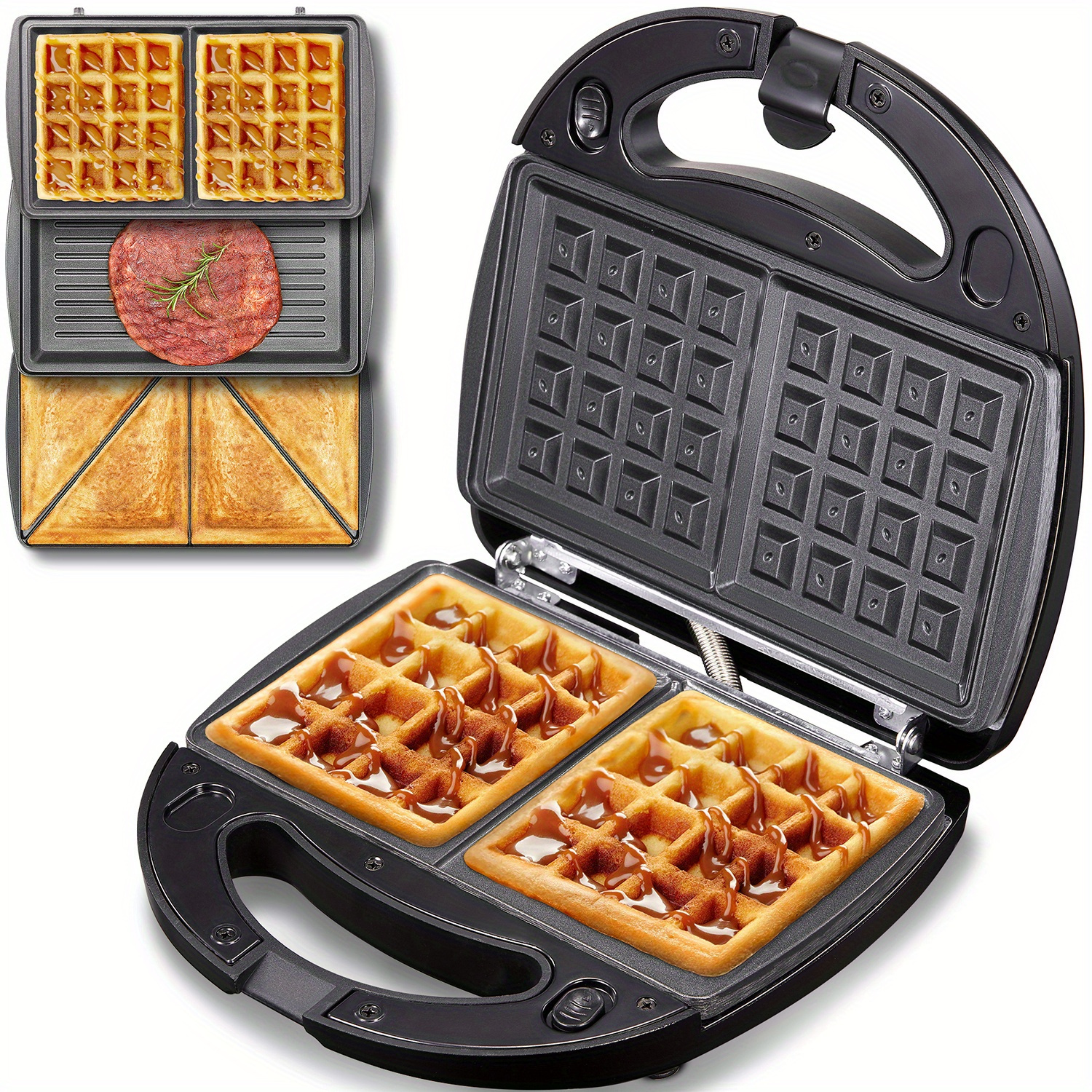 

Yabano Sandwich Maker, 3 In 1 Waffle Maker, Toaster And Electric Grill With Non-stick Coating Plate, Easy To Clean, Heating Up Fast