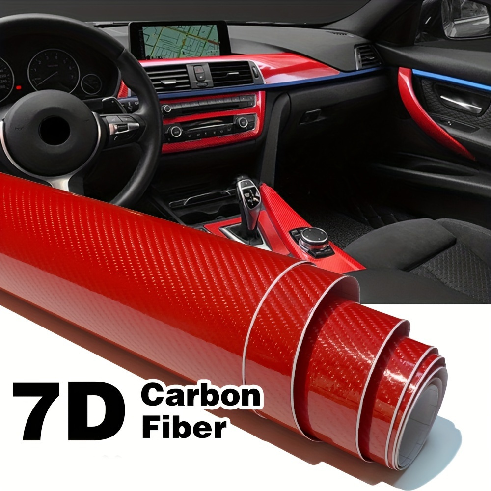 

30*152cm/11.81*59.84in Car 7d Carbon Fiber Vinyl Wrap Film Red Black Film, Film Mirror Interior Color Film