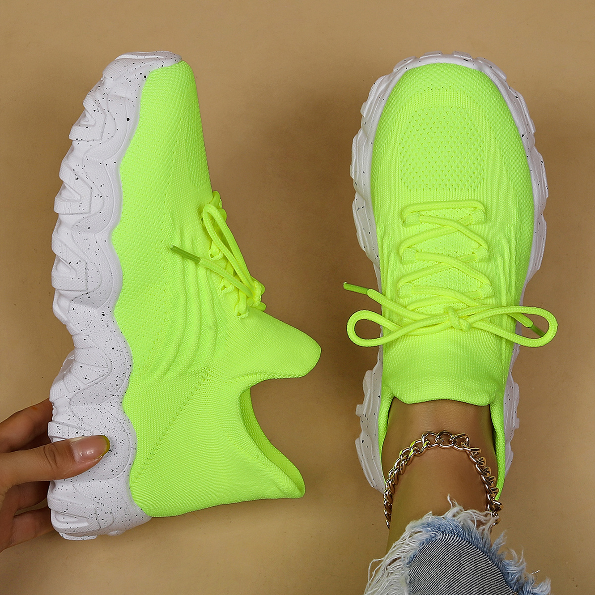 

Women's Simple Plain Lace-up Low Top Sneakers, Casual Comfortable Breathable Lightweight Sports Running Shoes