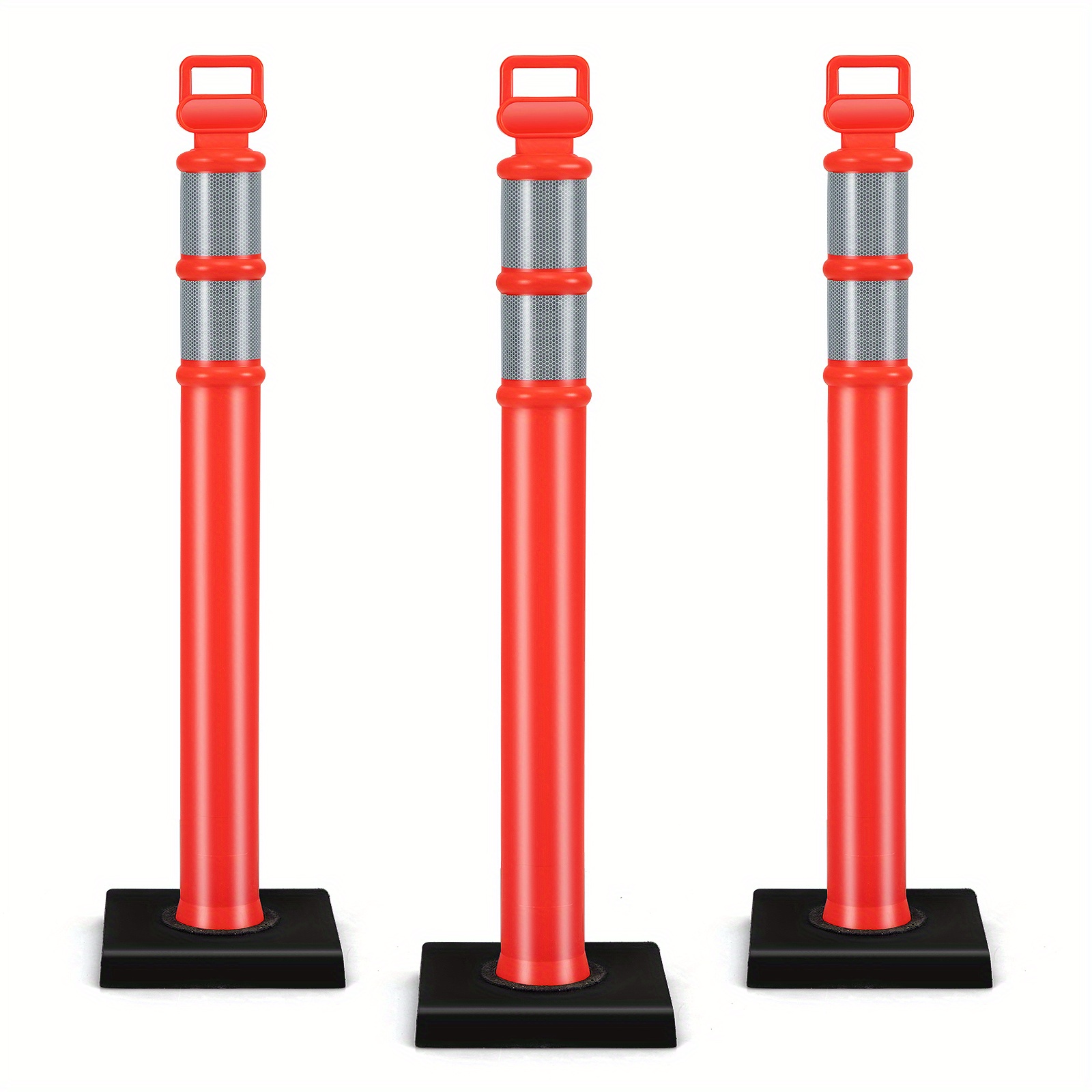 

3 Pack Traffic Delineator Post Safety 45" Traffic Barrier With Reflective Strips