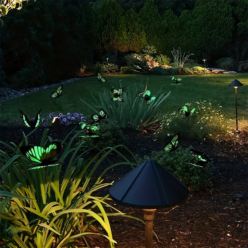 Conjunto de 10 Piezas de Mariposas Luminiscentes que Brillan en la Oscuridad para Jardín y Decoración Exterior