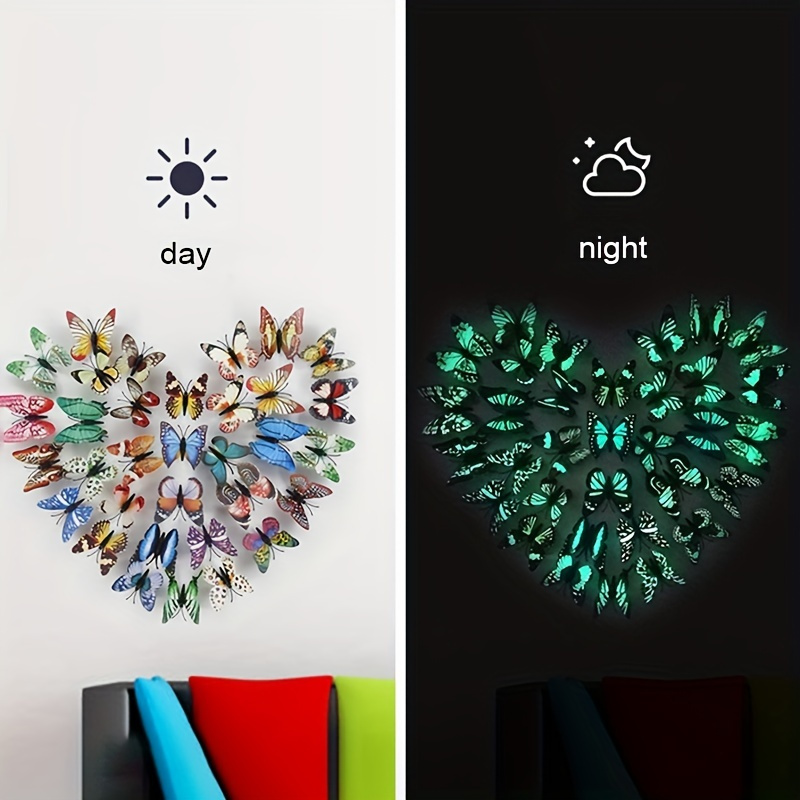 Conjunto de 10 Piezas de Mariposas Luminiscentes que Brillan en la Oscuridad para Jardín y Decoración Exterior