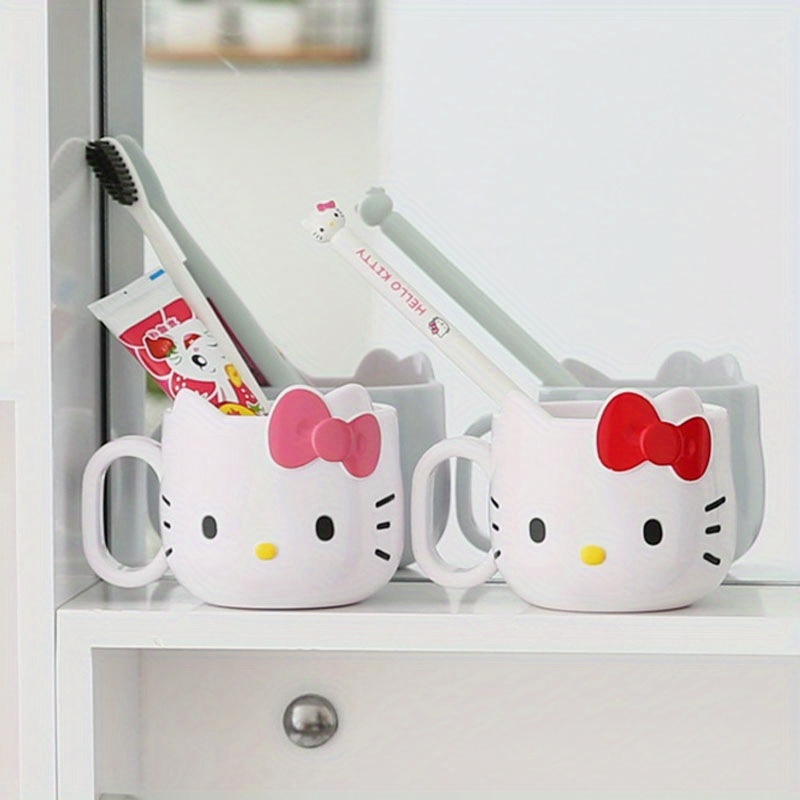 

2pc, Authorized By Sanrio Hello Kitty Cartoon Wash Cup, Hello Kitty Wash Cup, Bathroom Plastic Water Cup