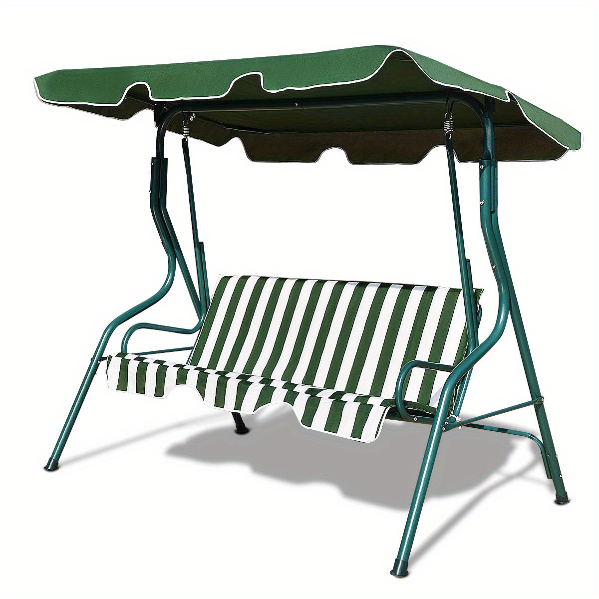 

Homasis 3 Seats Patio Canopy Steel Frame Swing Glider Hammock Cushioned Backyard Green