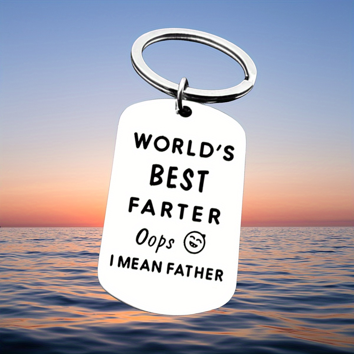 

Thanksgiving Day Stainless Steel Keychain - World's Best Farter Oops Father - Decorative Oblong Key Ring With Carabiner, Alphabet & Love Elements, Single Piece, Ideal Gift For Dad