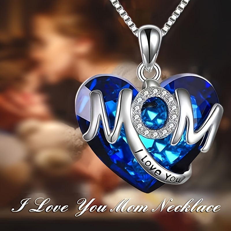 

1pc Thanksgiving Heart With Mom Pendant Necklace, "i Love You", Christmas Jewelry Holiday Gifts