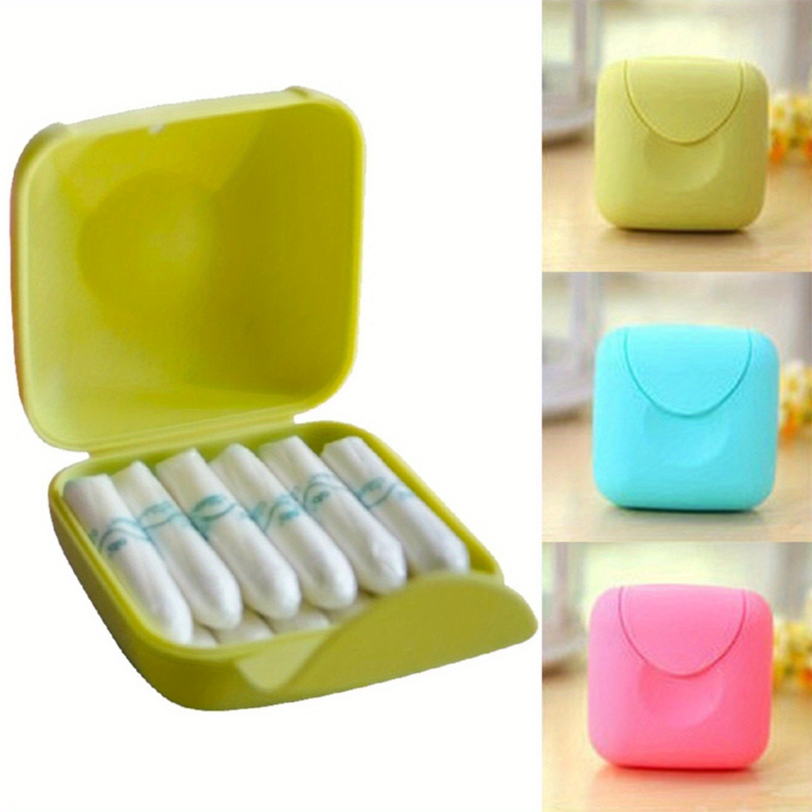 

1pc Random Color Tampon Storage Box, Portable Macaron Color Plastic Storage Box, Delicate Small Gift, Storage Storage Supplies