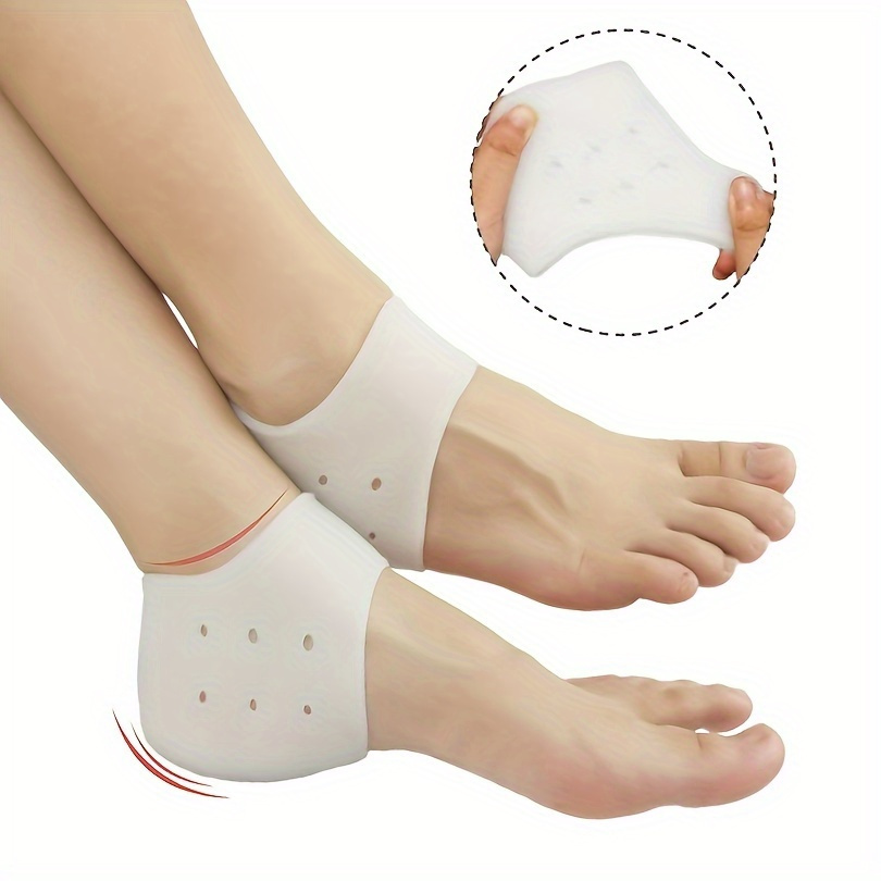 

Silicone Heel Protectors, 2-pack - Unisex Gel Heel Cushion And Moisturizing Socks For Dry Cracked Heels, Foot Care Sleeves, Shock Absorbing Pads With Breathable Design, Anti-chafing, Washable
