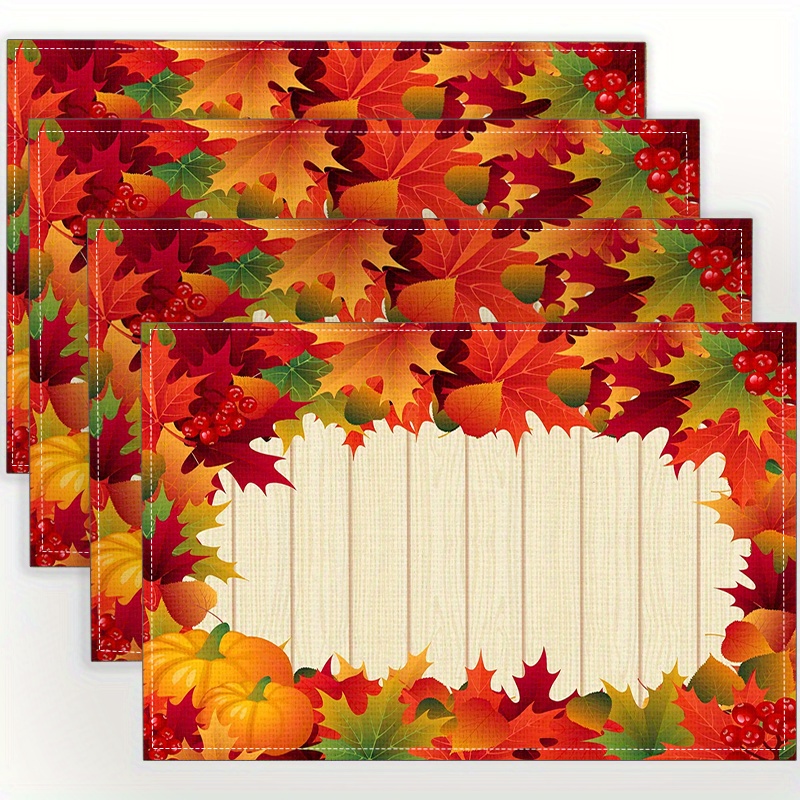 

Festive 4 Pcs / 6 Pcs Printed Linen Placemats - Thanksgiving, Halloween, Or Any Seasonal - Machine Washable