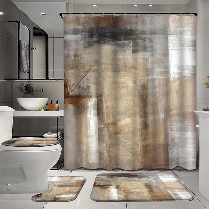 TEMU 4 Pcs And Bathroom Shower Curtain Rugs, Bathroom Shower Curtain And Rugs, Bathroom Decor And Towels