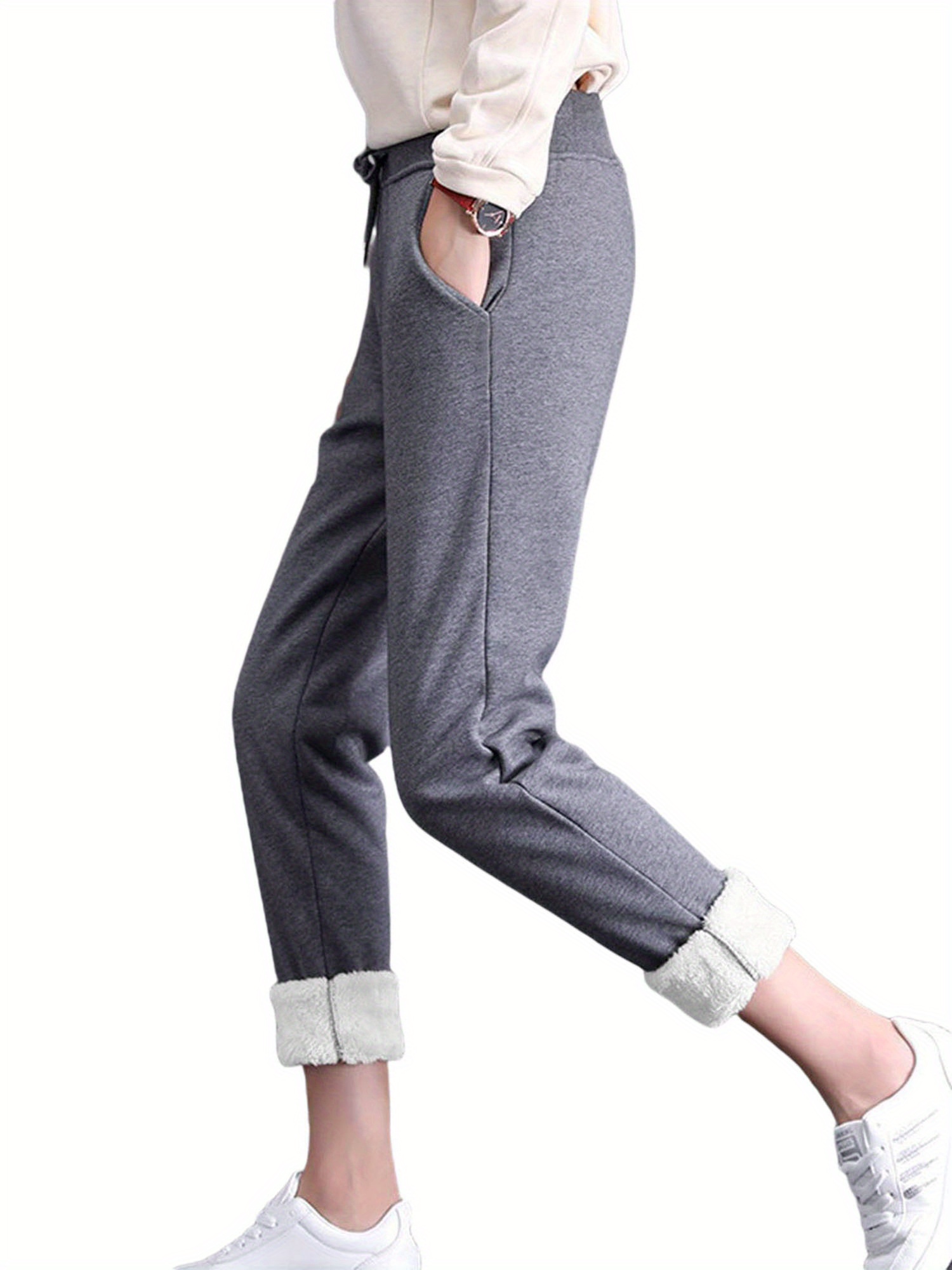 pantalon jogging chaud femme doublé en sherpa lhiver Temu - Main Image