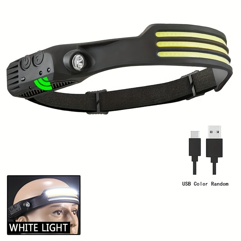 

Led Headlamp Rechargeable, 230° Cob Super Bright Head Lights For Forehead, 5 Modes Helmet Lights, Motion Sensor, Normal Mode Button, Long-lasting Battery, Ideal For Outdoor Adventures