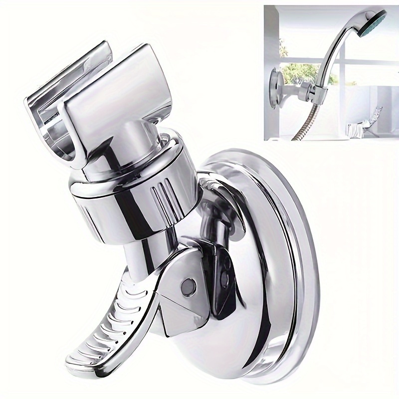 

1pc Pvc Shower Head Holder With Suction Cup, Adjustable Angle, Wall Mount Bathroom Bracket, Tool-free Installation