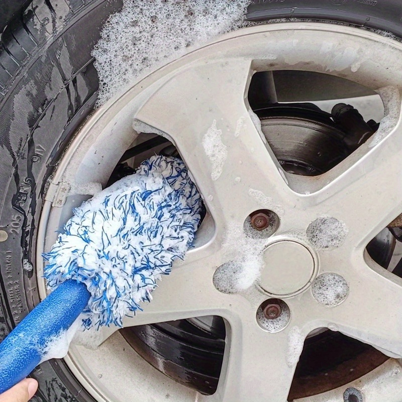 

1pc Microfiber Car Wheel Brush - Pp Handle Tire Cleaning Scrubber - Auto Detailing Rim Dust Remover For Cars, Motorcycles, Trunks - Efficient Vehicle Wash Tool